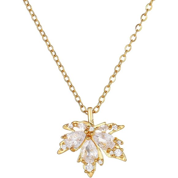 Luxurious Gold Plated Necklace with Whimsical Cubic Zirconia Charms - Gift Boxed - Picture 1 of 7